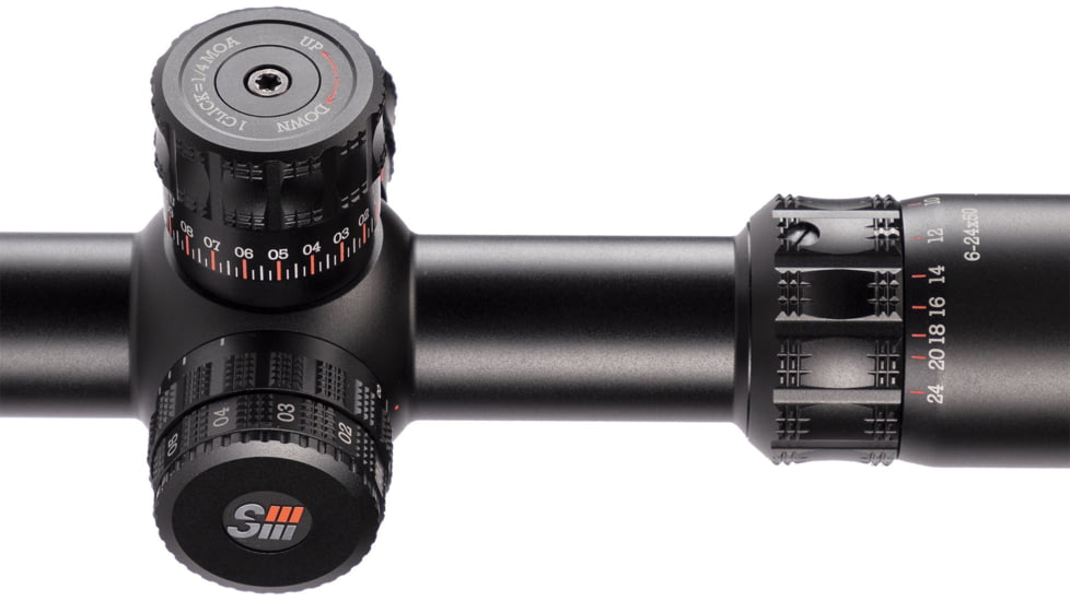 Sightron SIII PLR Rifle Scope, 6-24x50mm, Zero Stop, MOA-H 24X IR Reticle, Black, Medium, 28002