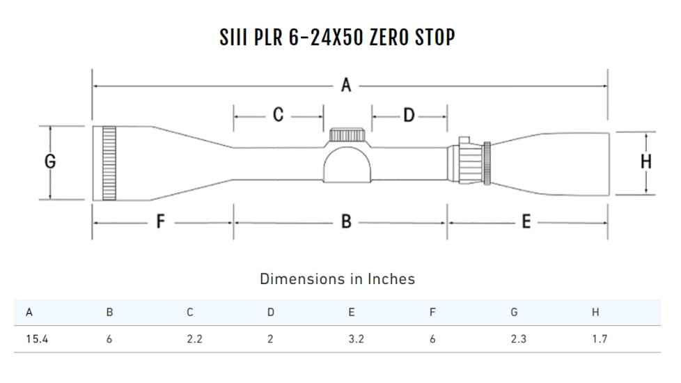 Sightron SIII PLR Rifle Scope, 6-24x50mm, Zero Stop, MOA-H 24X IR Reticle, Black, Medium, 28002