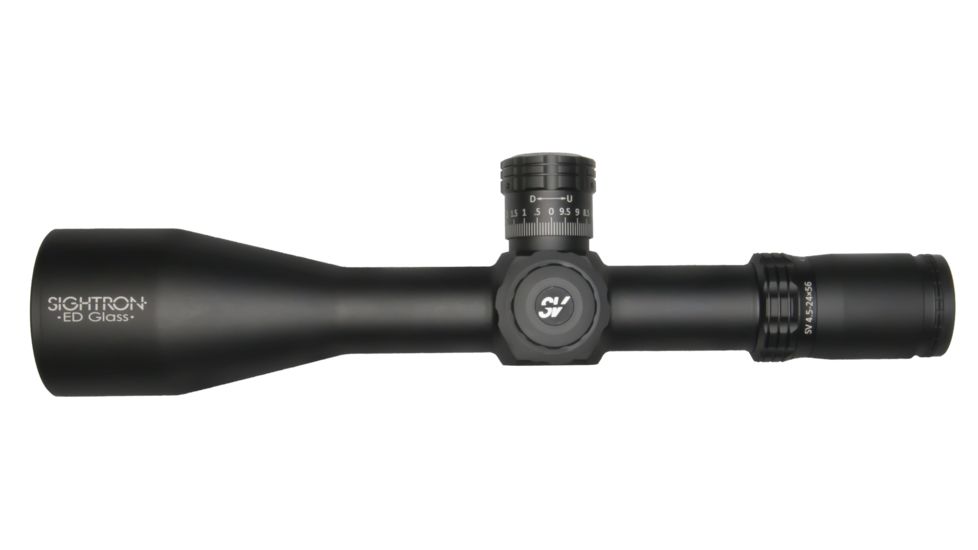 Sightron SVSSED Rifle Scope, 4.5-24x56mm, 34mm Tube, First Focal Plane, Illuminated Mil Hash-H Reticle, Black, Medium, 27009