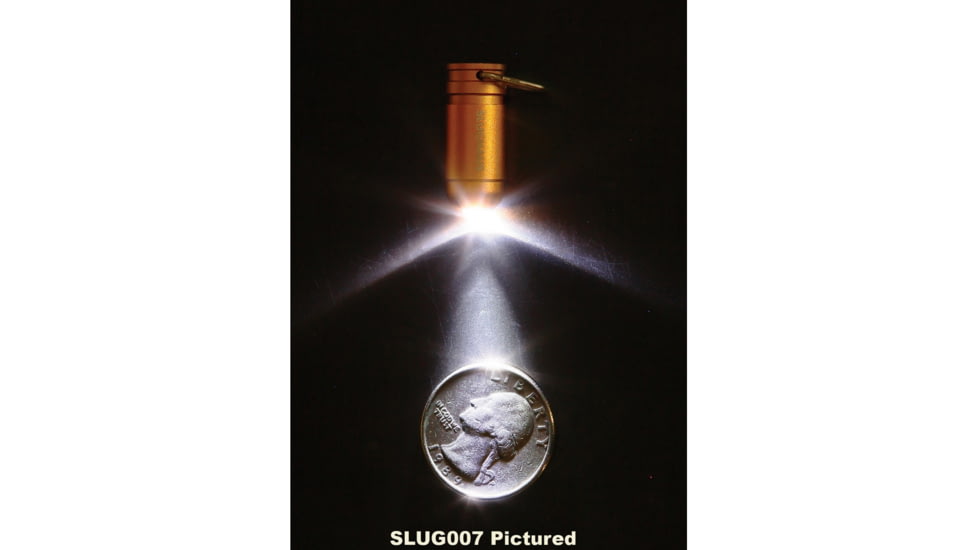 Slughaus Bullet 02 Light Gunmetal, 1.13in X 0.39in X 0.39in, Impact Resistant, Keychain, Water Resistant, Fire Proof, Led, Twist Operation, Aluminum Construction, Gray, SLUG005