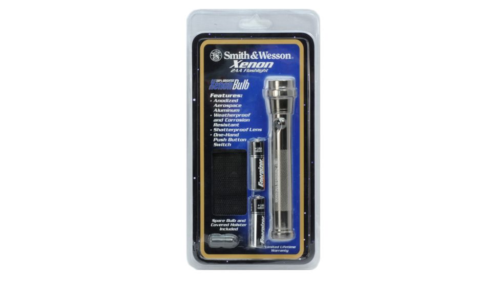 Smith &amp; Wesson Powertech 2AA Aluminum Xenon Flashlight - Silver Finish