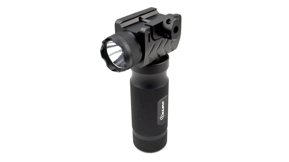 Sniper Aluminum Fixed Foregrip with Integrated 260 Lumens Tac LED Flashlight, Black GPFL01
