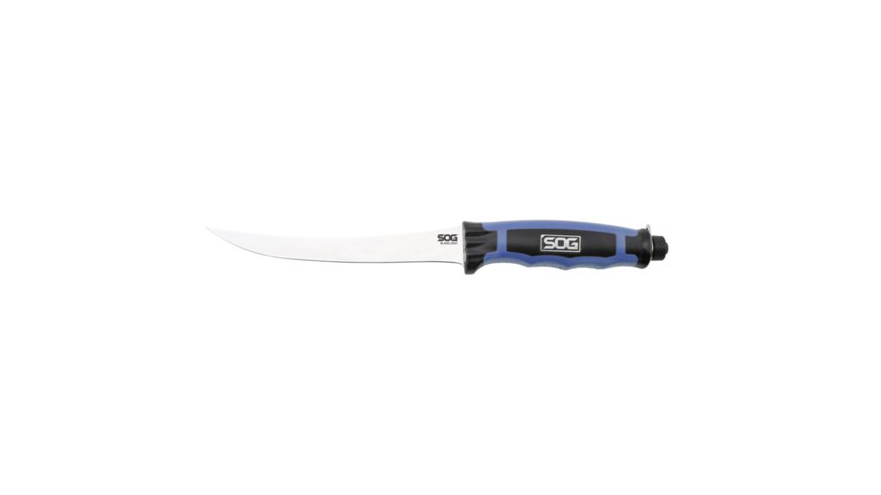 SOG Specialty Knives &amp; Tools Bladelight Fillet Knive w/ Illumination 6in 8Cr13Mov Stainless Steel Blade, Black/ Blue Handle, BLT31K