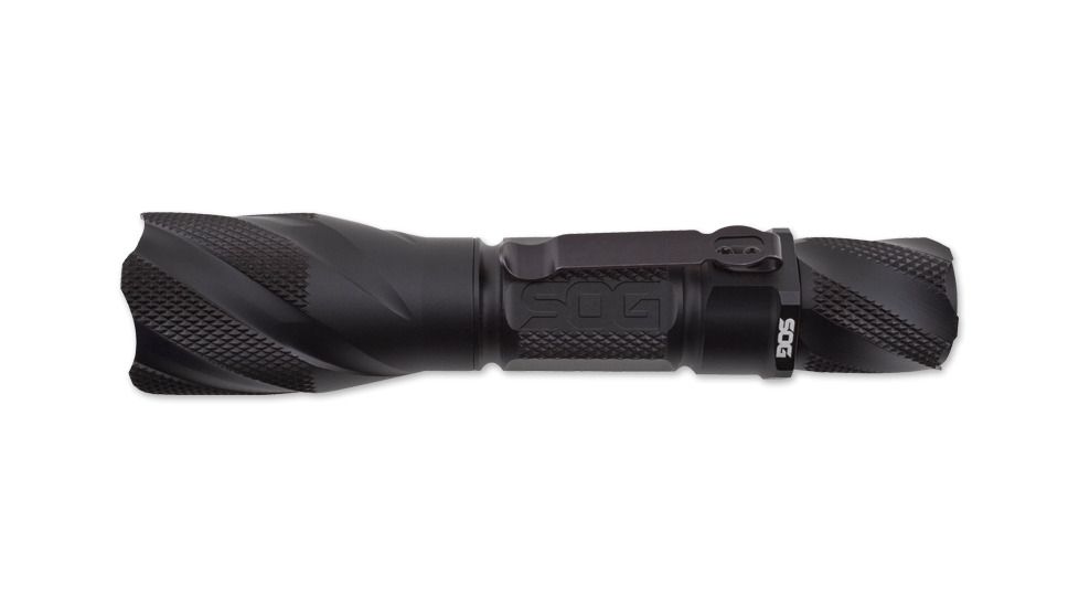 SOG Specialty Knives &amp; Tools Dark Energy LED Flashlight with Belt Clip, Black, 18650 Rechargeable Battery, 700 Lumens DE-06