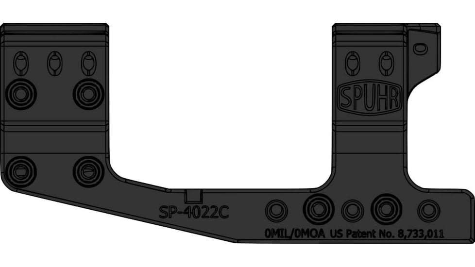 Spuhr 34mm Cantilever Gen 3 Rifle Scope Mount, 1.5 in, 0 MOA, Black, SP-4022C