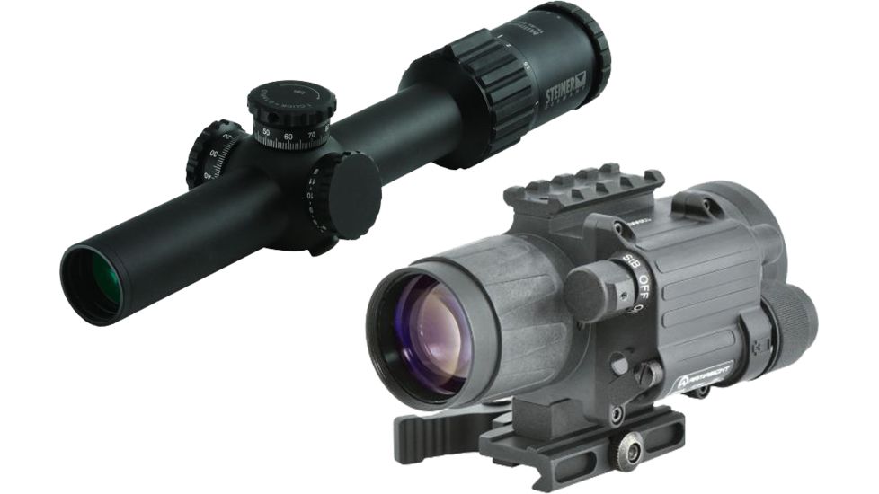 Steiner 1-4x24mm Rifle Scope w/ Illuminated DM1 Reticle with Armasight Co-mini-3 Alpha Mg Night Vision Mini Clip-on System With Manual Gain Control Generation 3 Alpha Grade, 64-72 Lp/mm and adapter #1