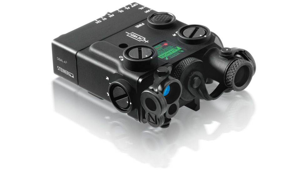 Steiner DBAL-A3 Dual Beam Aiming Laser, 80mW Visible Red Laser, 50mW IR Laser, Adjustable 200mW IR Laser Illuminator, Restricted to LE/Mil only, Black, 19021