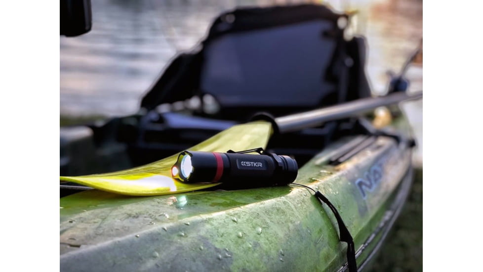 STKR Concepts BAMFF 8.0- 800 Lumens Rechargeable Dual LED Flashlight, Black/ Red, 00341