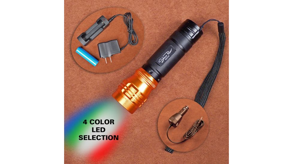 Stone River Gear Adjustable Focusing 4 Color Rechargeable LED Flashlight, Black -Orange, 5 SRG4CRF