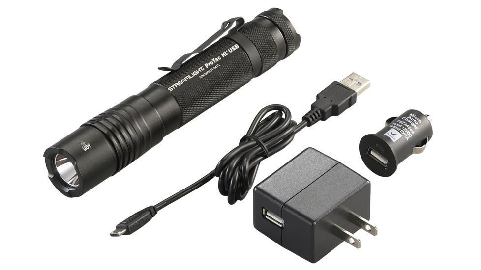Streamlight ProTac HL USB Rechargeable Tactical Flashlight - 850 Lumens- 120V AC/12V DC, Black 88054