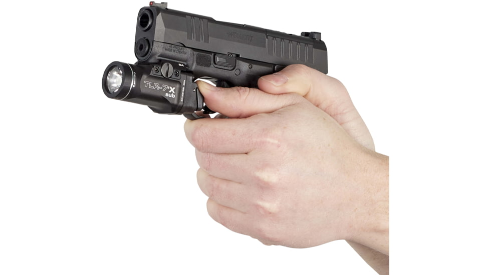 Streamlight TLR-7 X Sub Ultra-Compact LED Tactical Weapon Light, Springfield Armory Hellcat, CR123A, White, 500 Lumens, Black, 69404