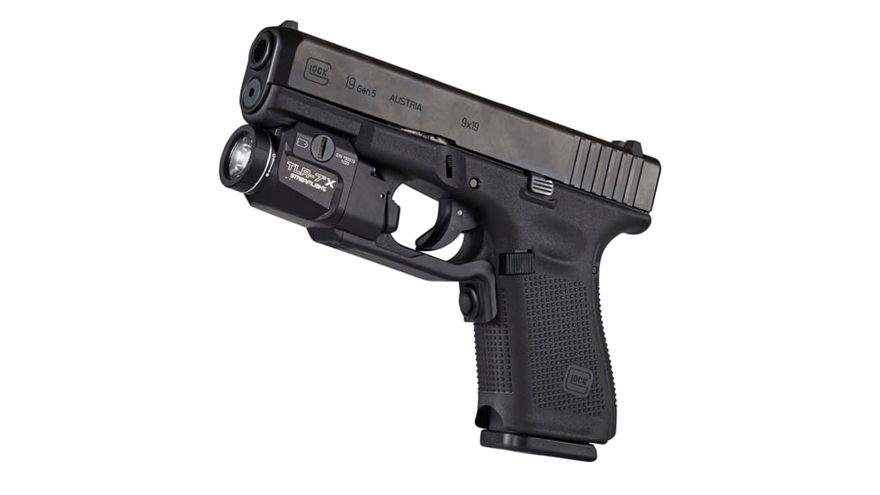 Streamlight TLR-7X Contour Remote Weapon Light, 500 Lumens, Most Glocks Gen 4/5, w/ Mounting Key, CR123A, Black, 69428