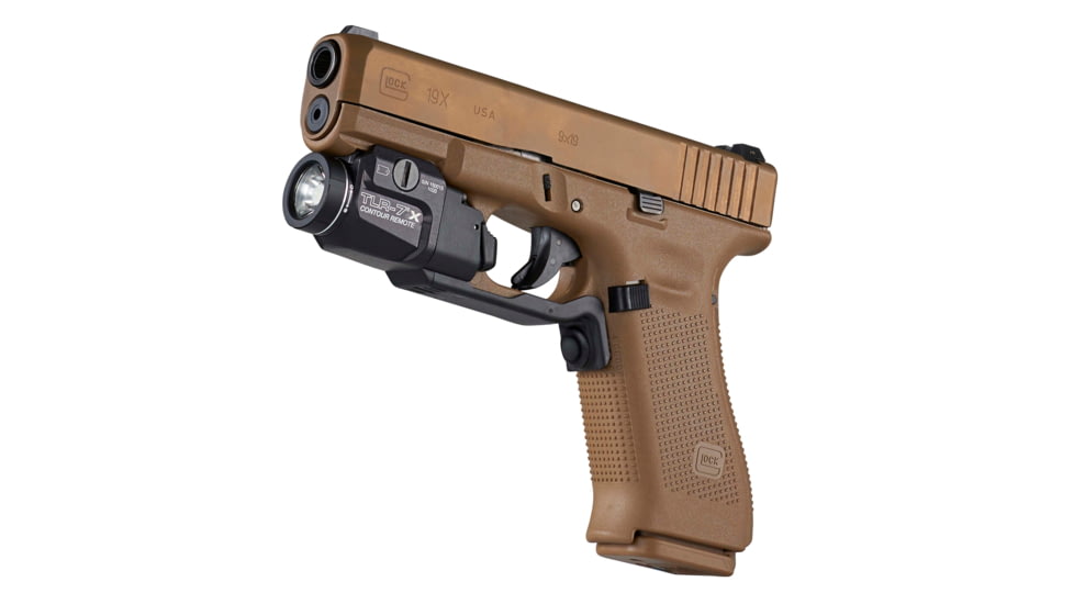 Streamlight TLR-7X Contour Remote Weapon Light, 500 Lumens, Most Glocks Gen 4/5, w/ Mounting Key, CR123A, Black, 69428