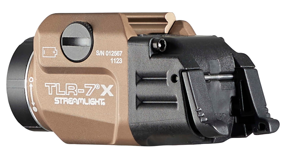 Streamlight TLR-7X Flex LED Tactical Weapon Light, w/ High and Low Paddle Switches, CR123A, Key Kit, White, 500 Lumens, FDE, 69429