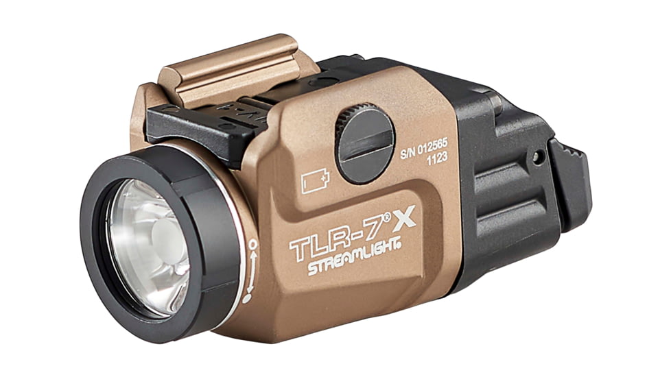 Streamlight TLR-7X Flex LED Tactical Weapon Light, w/ High and Low Paddle Switches, CR123A, Key Kit, White, 500 Lumens, FDE, 69429
