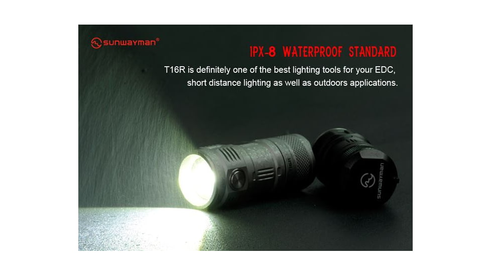 Sunwayman T16R LED Flashlight CREE XM-L2 U3 LED, 380 Lumens, Black SUNWAYMAN-T16R-BLACK