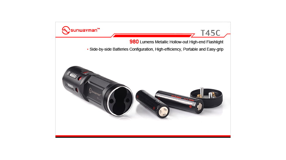Sunwayman T45C Metallic Hollow-out Torch LED Flashlight with 980 Lumens SUNWAYMAN-T45C-XML2