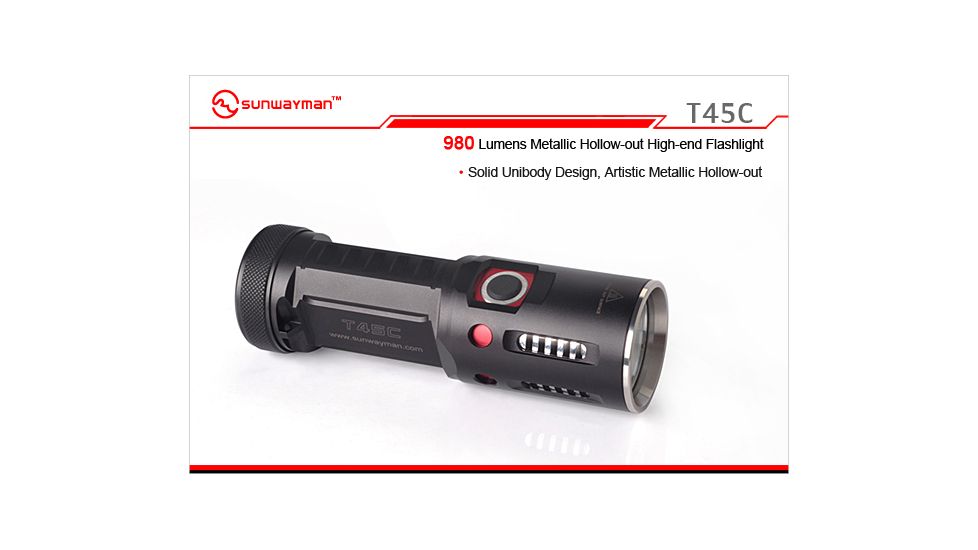Sunwayman T45C Metallic Hollow-out Torch LED Flashlight with 980 Lumens SUNWAYMAN-T45C-XML2