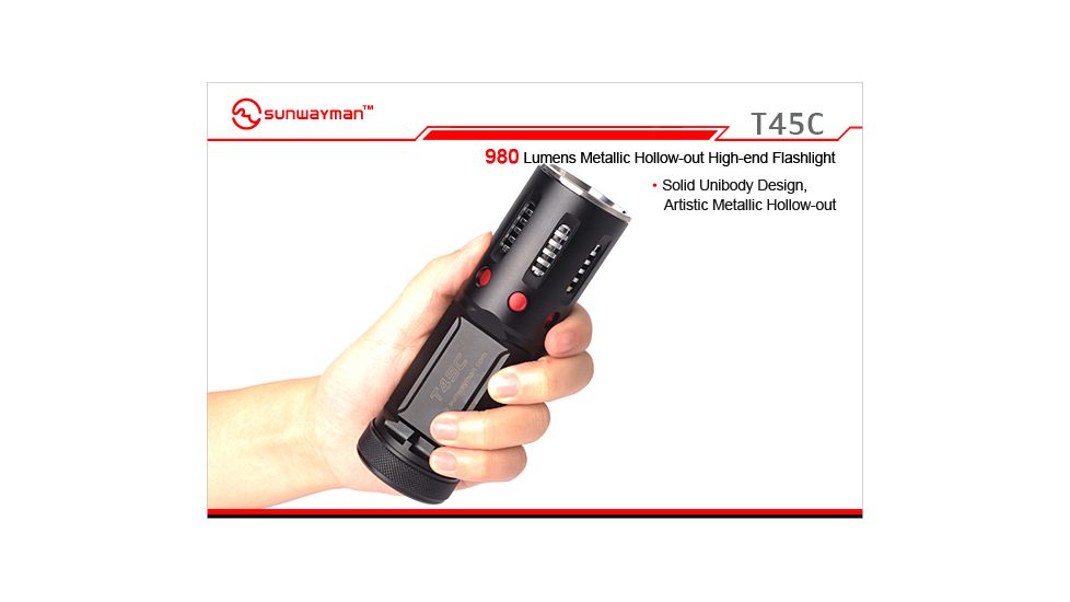 Sunwayman T45C Metallic Hollow-out Torch LED Flashlight with 980 Lumens SUNWAYMAN-T45C-XML2
