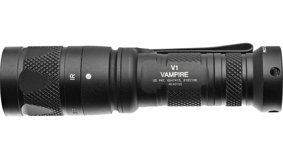 SureFire Vampire, 3 Volt, Dual Output Red 633Nm, Or Ir 850Nm, Alum Type Iii Ano, Clickie Switch, Black, V1-C-BK