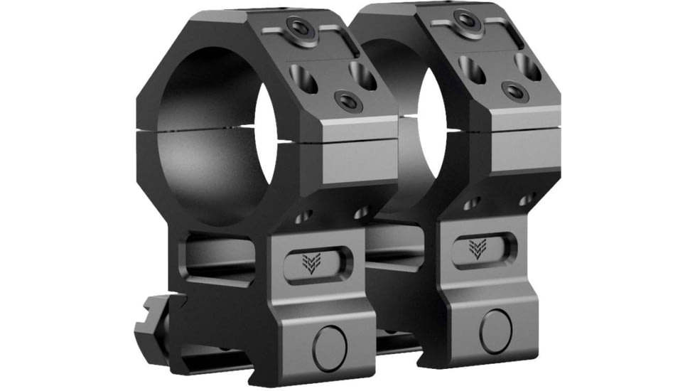 Swampfox H.E. Rifle Scope Rings, 30mm Tube, 1.93in Centerline Height, /w Integral 45-degree Offset Reflex Side Mount, Black, MRH30-H