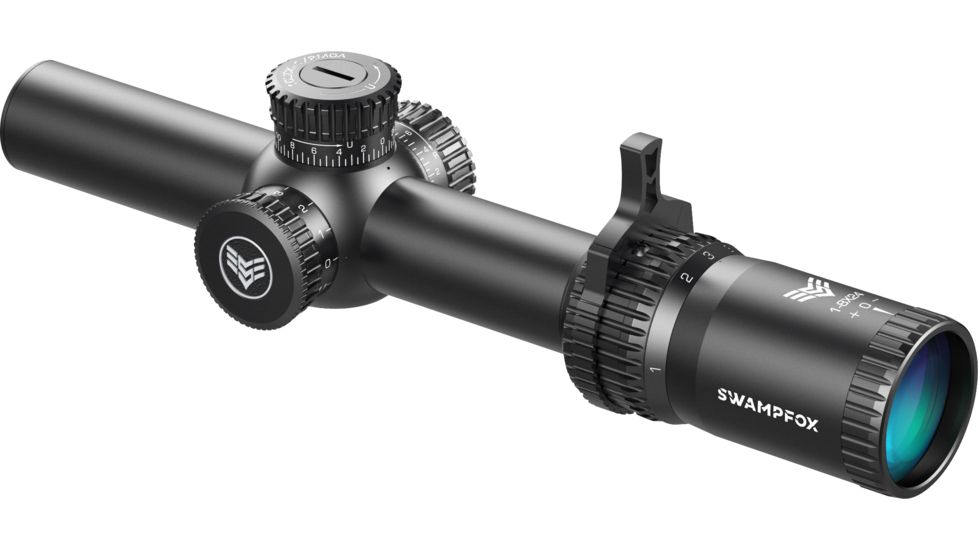 Swampfox Tomahawk LVPO Rifle Scope, 1-8x24mm, 30mm Tube, Second Focal Plane, Illuminated Guerrilla Dot BDC Reticle, Black, ATK18241-B