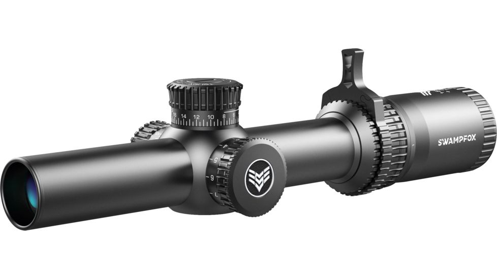 Swampfox Tomahawk LVPO Rifle Scope, 1-8x24mm, 30mm Tube, Second Focal Plane, Illuminated Guerrilla Dot BDC Reticle, Black, ATK18241-B