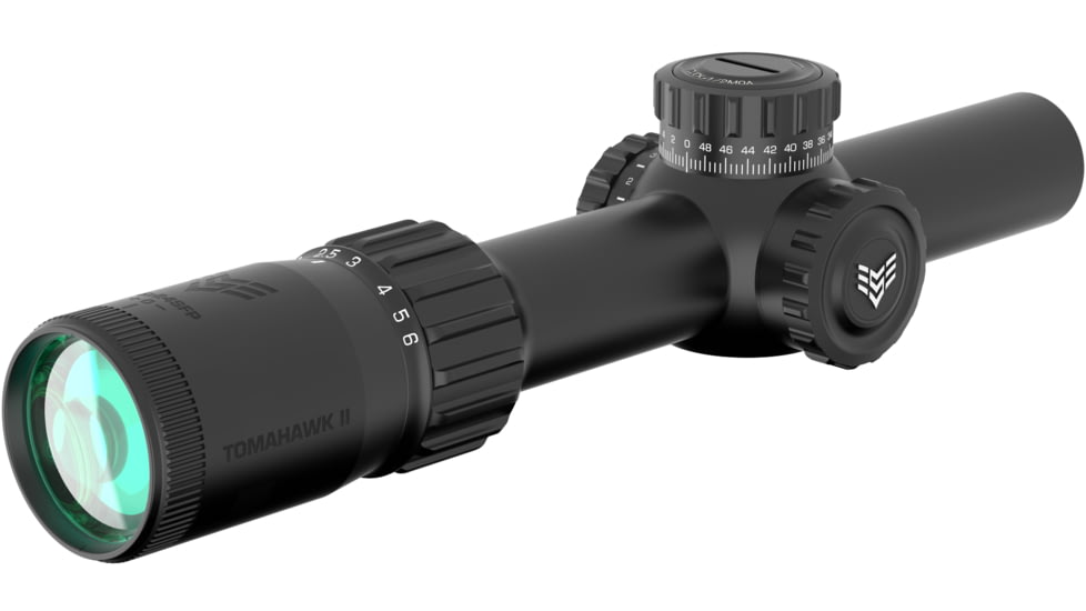 Swampfox Tomahawk II 1-6x24mm Rifle Scope, 30mm Tube, Second Focal Plane, Red BDC, Black, THK16241-RB