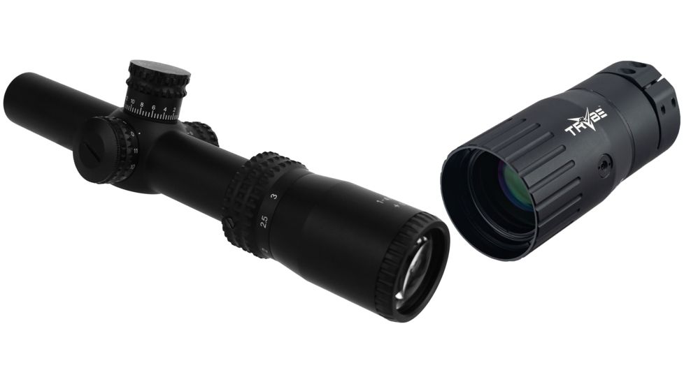 TacFire SC1424CCD HD Rifle Scope 1-4x 24mm Obj 112-25.5 Ft @ 100 Yds FOV 30mm Tu with Trybe Optics Enhancer