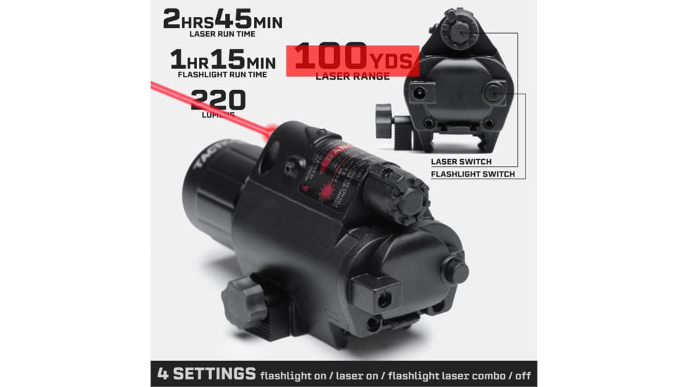 Tacticon Armament Firefly V1 Pistol and Rifle Laser/Flashlight Combo, Green Laser, Black, FGL10