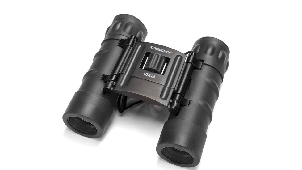 Tasco Essential 10x25 Roof Prism Water Resistant Binoculars, Black, Clam Pack Factory DEMO, 168RB-DEMO