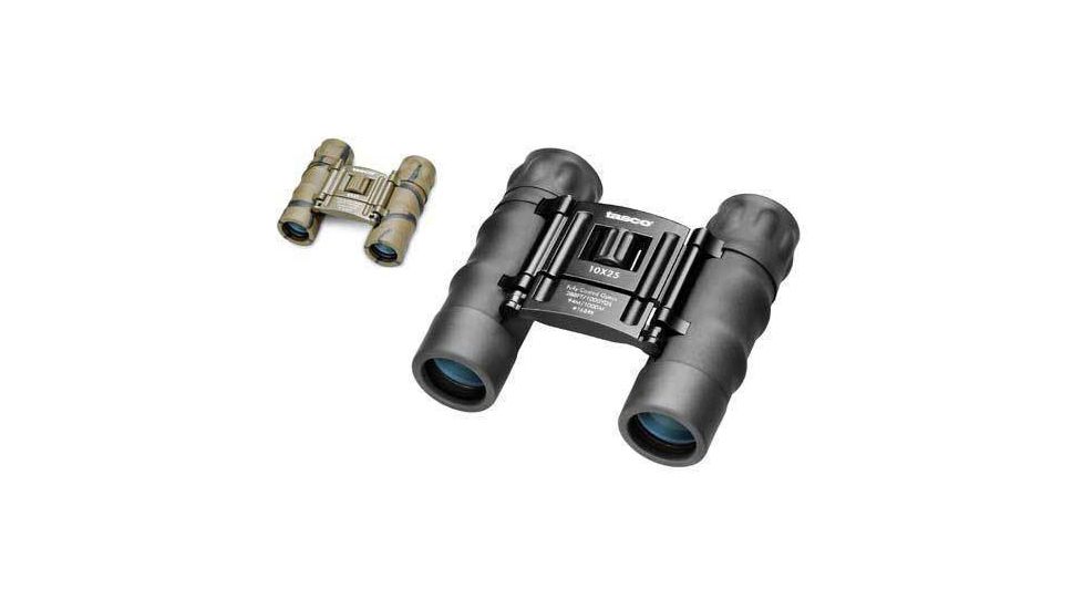 Tasco 10x25 Essential Binoculars, Black or Brown Camo