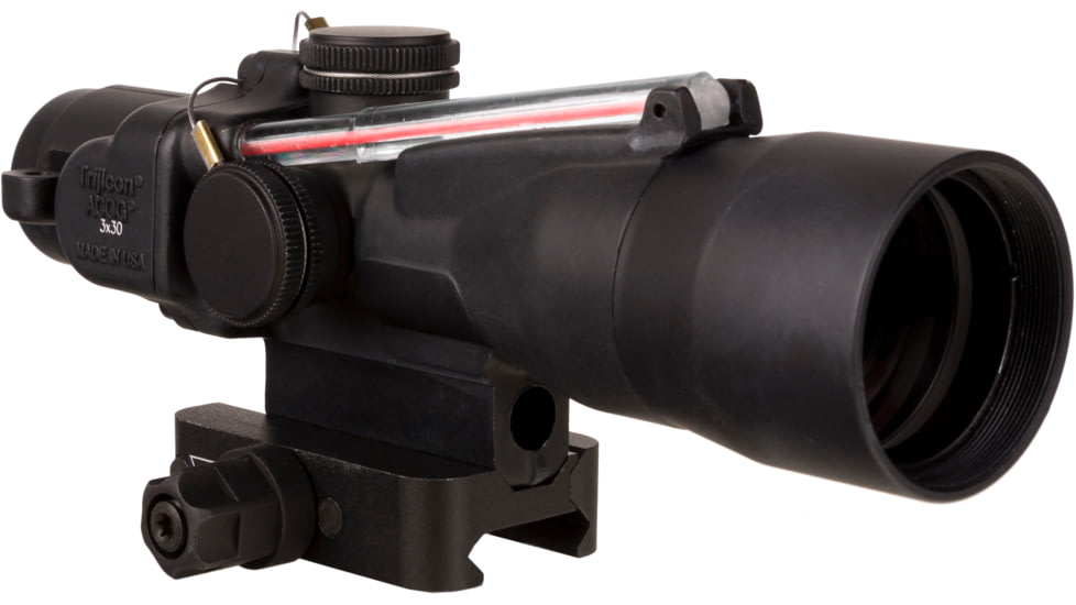 Trijicon 3x30 mm Dual Illuminated Q-LOC Compact ACOG Scope, 3x30 mm, 7.62x51mm/175gr. Red, Chevron Reticle, Matte Black, 400379