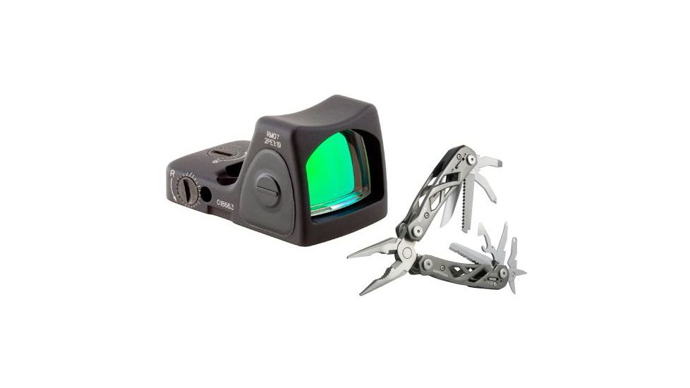 Trijicon ACOG 3.5x35 Scope, Dual Illuminated Green Horseshoe/Dot 5.56mm M249 Ballistic Reticle w/ RCOM-Emount &amp; 6.5MOA Adjustable RMR Sight