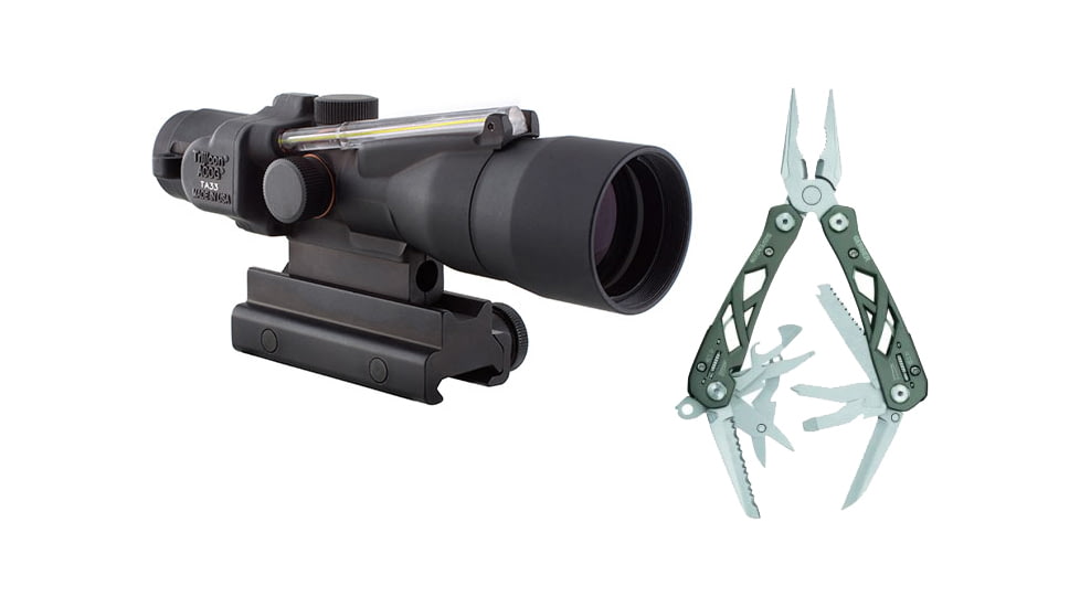 Trijicon ACOG 3x30 Dual Illum. Amber Crosshair 300BLK Ball. Reticle w/TA60 TA33-C-400063 w/ Gerber Suspension Multi-Plier w/ Open Frame Design 1473