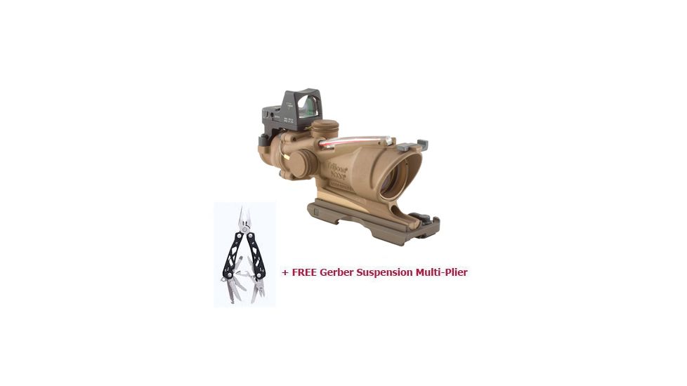 Trijicon ACOG 4x32 ECOS Scope TA31-ECOS - Dark Earth Brown with Red Center Illumination Rifle Scope with FREE Gerber Suspension Multi-Plier 1471