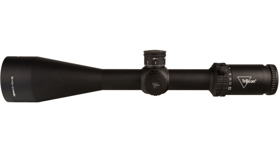 Trijicon Credo CR1556 Rifle Scope, 2.5-15x 56 mm Objective, 30 mm Tube, Second Focal Plane Illuminated Red MRAD Center Dot Reticle, Matte, Black, 2900036