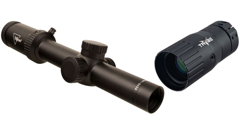 Trijicon Credo HX CRHX624 1-6x24mm Rifle Scope, 30 mm Tube, First Focal Plane, Black, Red MOA Segmented Circle Reticle, MOA Adjustment, w/ TRYBE Optics Enhancer, CRHX624-C-2900021-KIT1