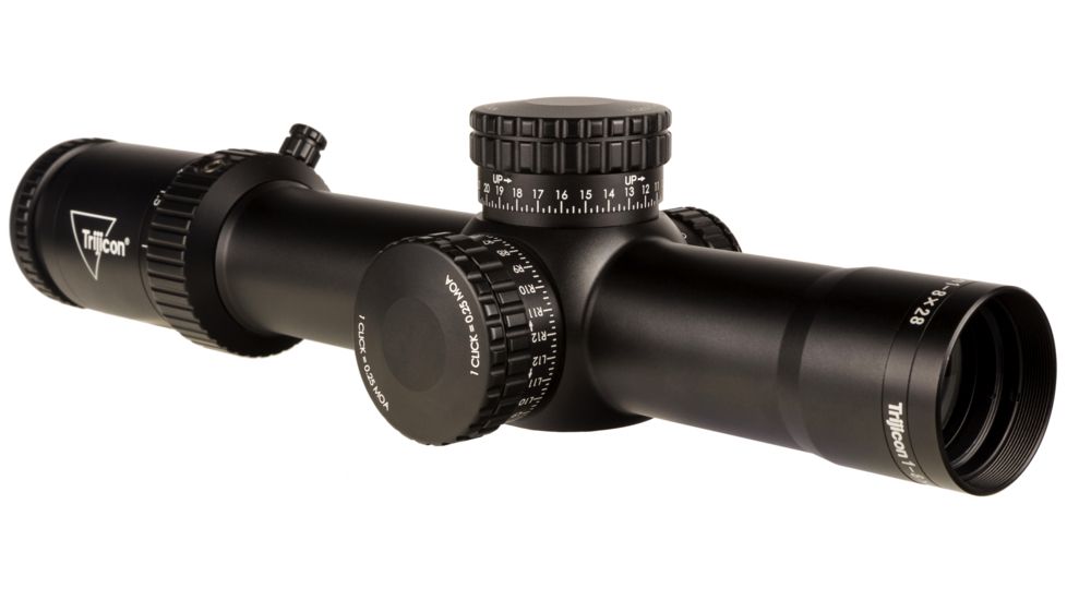 Trijicon Credo HX CRHX828 1-8x28mm Rifle Scope, 34 mm Tube, First Focal Plane, Black, Green/Red MOA Segmented Circle Reticle, MOA Adjustment, 2900031