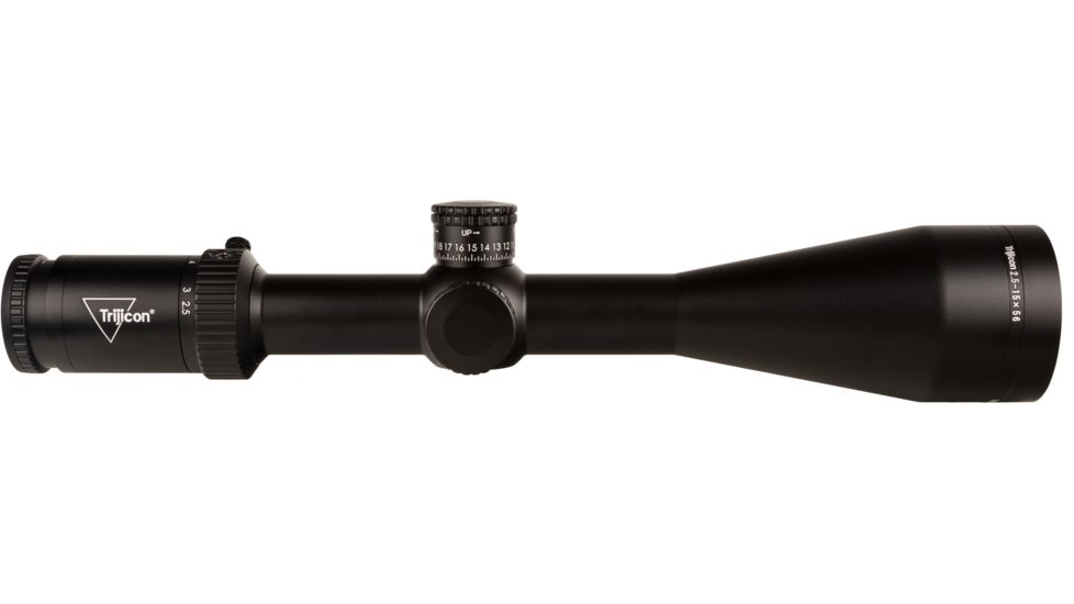 Trijicon Credo HX CRHX1556 2.5-15x56mm Rifle Scope, 30 mm Tube, Second Focal Plane, Black, Red MOA Center Dot Reticle, MOA Adjustment, 2900035
