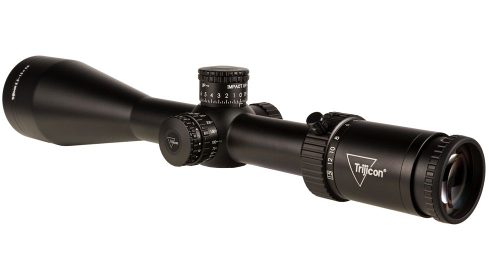 Trijicon Credo HX CRHX1556 2.5-15x56mm Rifle Scope, 30 mm Tube, Second Focal Plane, Black, Red MOA Center Dot Reticle, MOA Adjustment, 2900035
