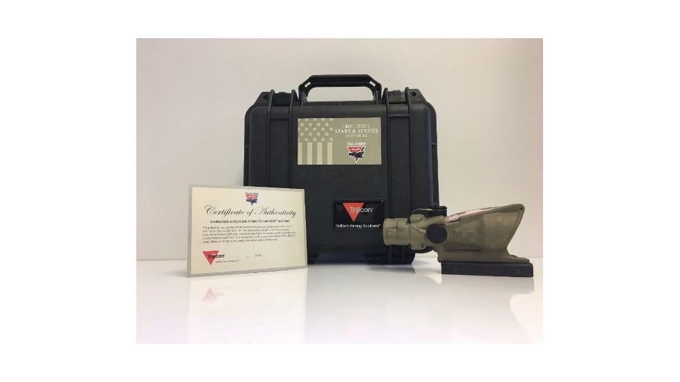 Trijicon Millionth ACOG Celebration Exclusive Stars &amp; Stripes Limited Edition, Dual Illuminated Red Chevron, 223 BAC Reticle w/ TA51 Mount, Black, 4x32, TA31-LTD-2017