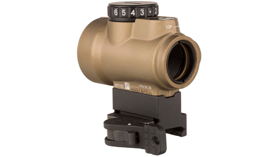 Trijicon OPMOD MRO 1x25mm Red Dot Sight, 2 MOA Green Dot Reticle, w/Full Co-Witness Levered Quick Release Mount AC32083, Coyote Brown, 2200099