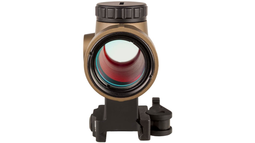Trijicon OPMOD MRO 1x25mm Red Dot Sight, 2 MOA Green Dot Reticle, w/Lower 1/3 Co-Witness Levered Quick Release Mount AC32084, Angled Glass, Coyote Brown, 2200100