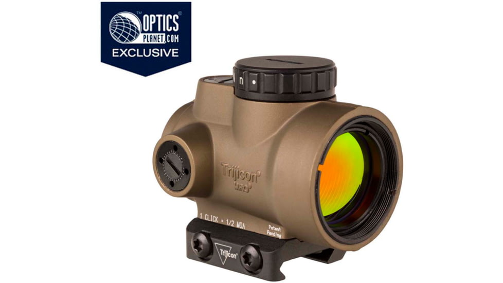 Trijicon OPMOD MRO 1x25mm Red Dot Sight, 2 MOA Red Dot Reticle, w/Trijicon MRO Low Mount AC32067, Angled Glass, Coyote Brown, 2200090