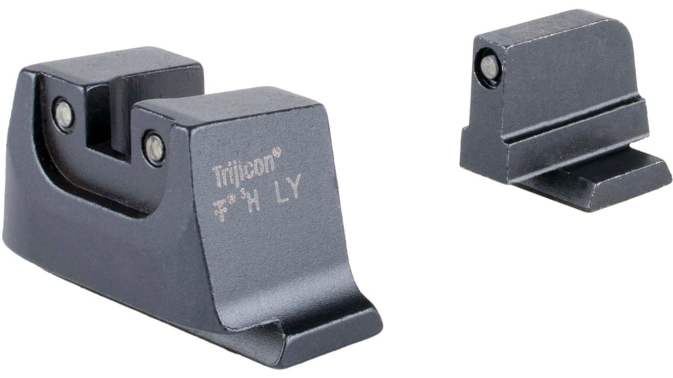 Trijicon Suppressor/Optic Height Sight Set with Black Front/Black Rear &amp; Green Tritium - for M&amp;P C.O.R.E, M&amp;P M2.0 Optics Ready, Black, 601150