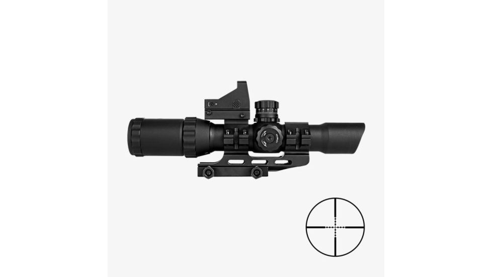 Trinity Force Assault Scope 1-4X28 , Combo V2, Electronic Buttons, Mil-Dot  Reticle, Black SR19S1428BH-V2