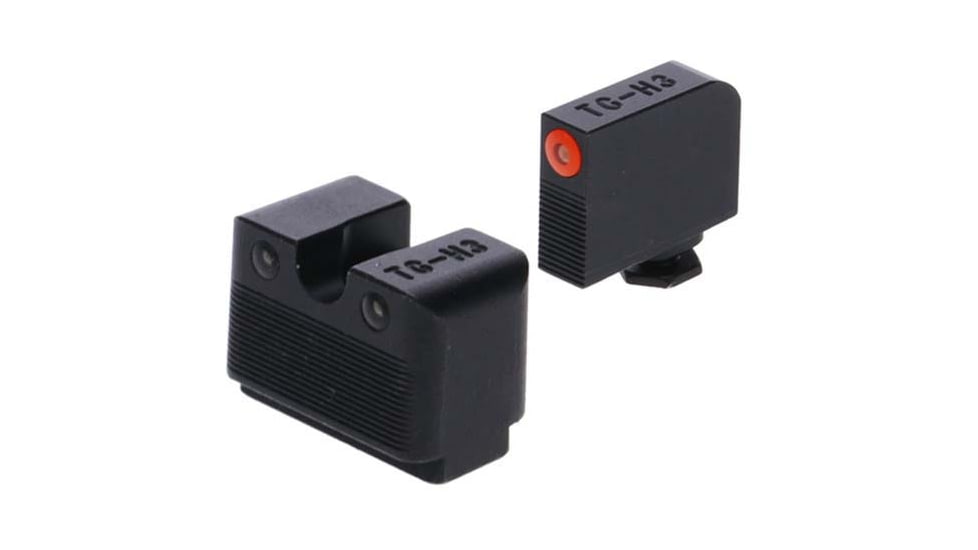 TruGlo Tritium Pro Night Sights, Low Set, Tritium Green w/Orange Outline Front/Green Rear, Nitride Fortress Frame, Glock 42, 43 MOS, TG-TG231G3MC