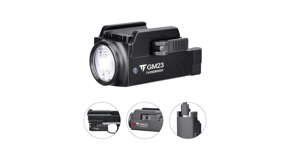 TrustFire GM23 Quick Release Li-Polymer Rechargeable CREE XP-L HI LED Sub-Compact Pistol Light, 800 Lumens, Black, GM23