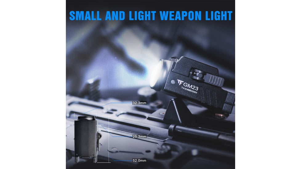 TrustFire GM23 Quick Release Li-Polymer Rechargeable CREE XP-L HI LED Sub-Compact Pistol Light, 800 Lumens, Black, GM23